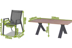 HARTMAN Xanadu / Aruba Garten-Essgruppe, xerix/anthrazit, Alu/Teakholz, 8 Stapelsessel, 220x100cm