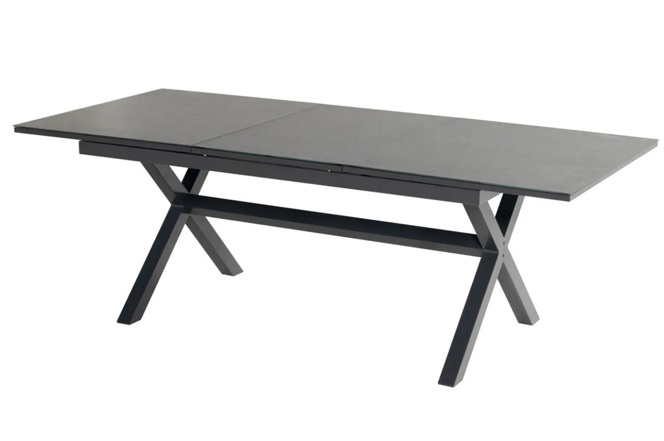 HARTMAN Xanadu / Aruba Garten-Essgruppe, xerix/natur, Alu/Teak/Glaskeramik, 6 Dining Sessel, 160/220x100cm, Teak Armlehnen