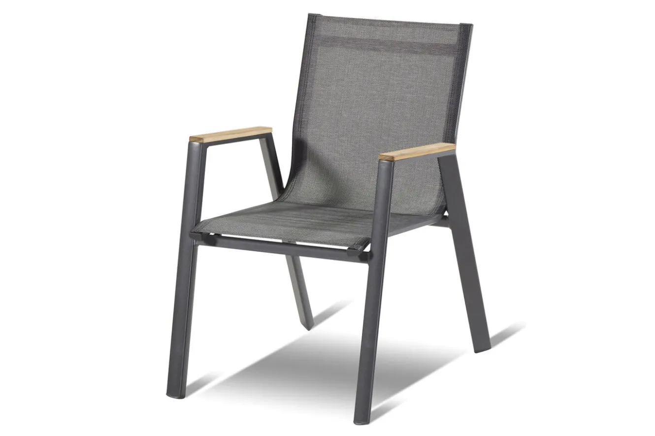 HARTMAN Xanadu / Aruba Garten-Essgruppe, xerix/natur, Alu/Teak/Glaskeramik, 6 Dining Sessel, 160/220x100cm, Teak Armlehnen