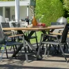 HARTMAN Xanadu / Aruba Set, xerix/anthrazit, Alu/Teakholz, 8 Stapelsessel, Teakarmlehnen, 220x100cm