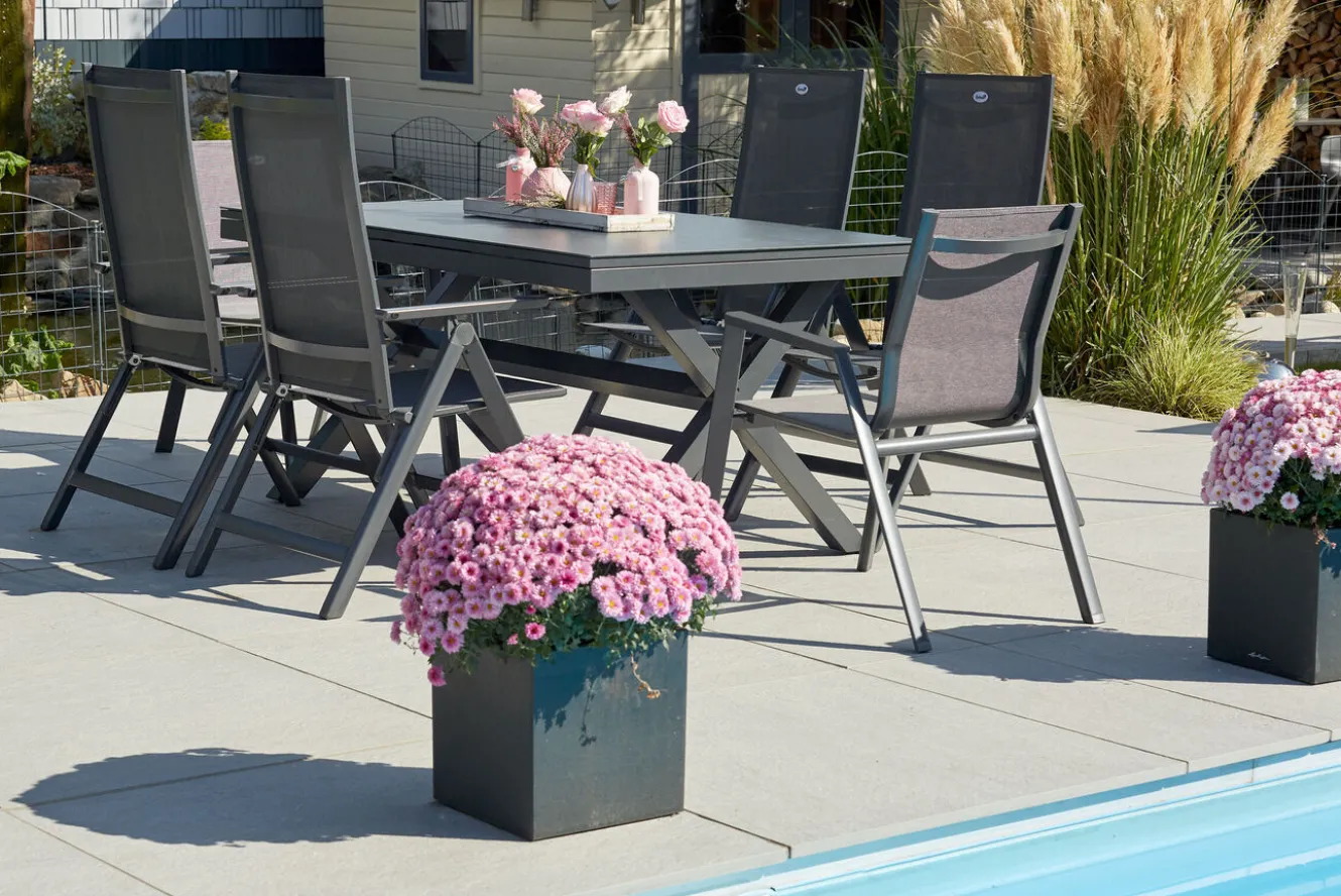 HARTMAN Xanadu Ausziehtisch, xerix, Alu/Glaskeramik, 160/220x100cm, X-Gestell