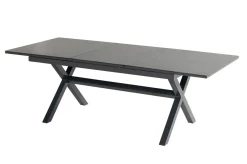 HARTMAN Xanadu / da Vinci Garten-Essgruppe, xerix/natur, Alu/Teak/Glaskeramik, 4 Klappstühle, 160/220x100cm, Teak Armlehnen