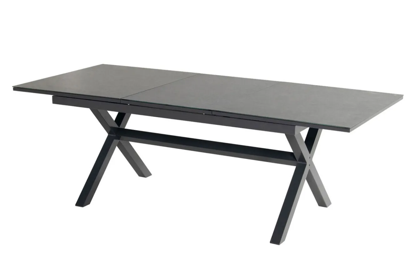 HARTMAN Xanadu / Da Vinci Garten-Essgruppe, xerix/natur, Alu/Teakholz/Glaskeramik, 220 x 100 cm, 6 Klappstühle
