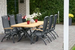 HARTMAN Xanadu Esstisch, xerix, Alu / Teakholz, 220 x 100 cm, X-Gestell