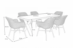 HARTMAN Xanadu Garten-Essgruppe, schwarz/weiß/grau, Aluminium/Kunststoff/Glaskeramik, 220/280 x 100 cm Tisch, ausziehbar, robust, korrosionsbeständig, UV-beständig, mit Fußkappen, pulverbeschichtet