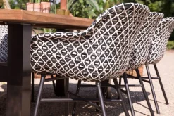 HARTMAN Xanadu Garten-Essgruppe, schwarz/weiß/grau, Aluminium/Kunststoff/Glaskeramik, 220/280 x 100 cm Tisch, ausziehbar, robust, korrosionsbeständig, UV-beständig, mit Fußkappen, pulverbeschichtet