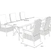 HARTMAN Xanadu Garten-Essgruppe, anthrazit/grau, Alu/Polyrattan, Tischplatte ausziehbar 220/280 x 100 cm, pulverbeschichtet, inkl. 6 Sessel