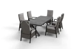 HARTMAN Xanadu Garten-Essgruppe, anthrazit/grau, Alu/Polyrattan, Tischplatte ausziehbar 220/280 x 100 cm, pulverbeschichtet, inkl. 6 Sessel