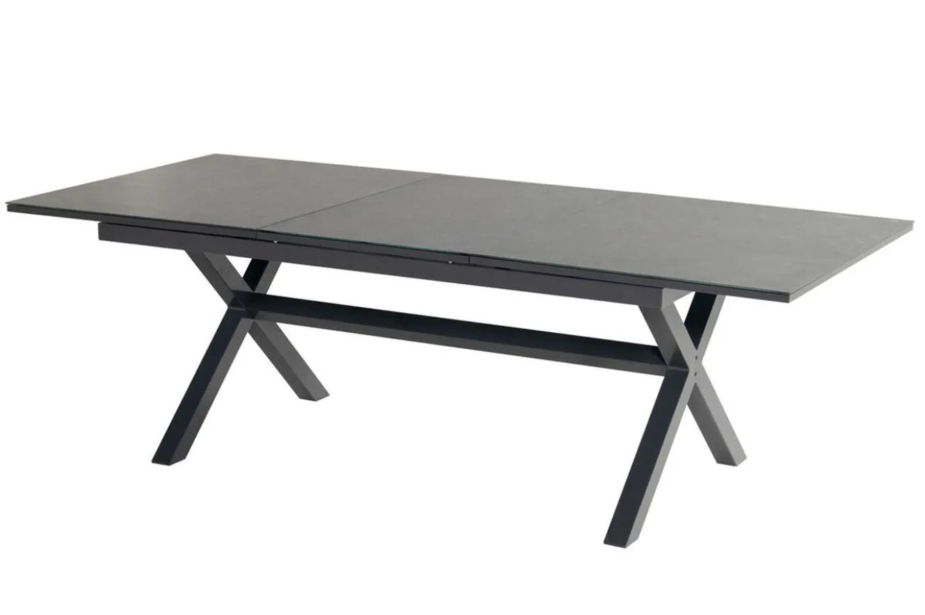 HARTMAN Xanadu / Primo Garten-Essgruppe, xerix, Alu/Textilene/Glaskeramik, 8 Klappstühle, 160/220x100cm, Ausziehfunktion