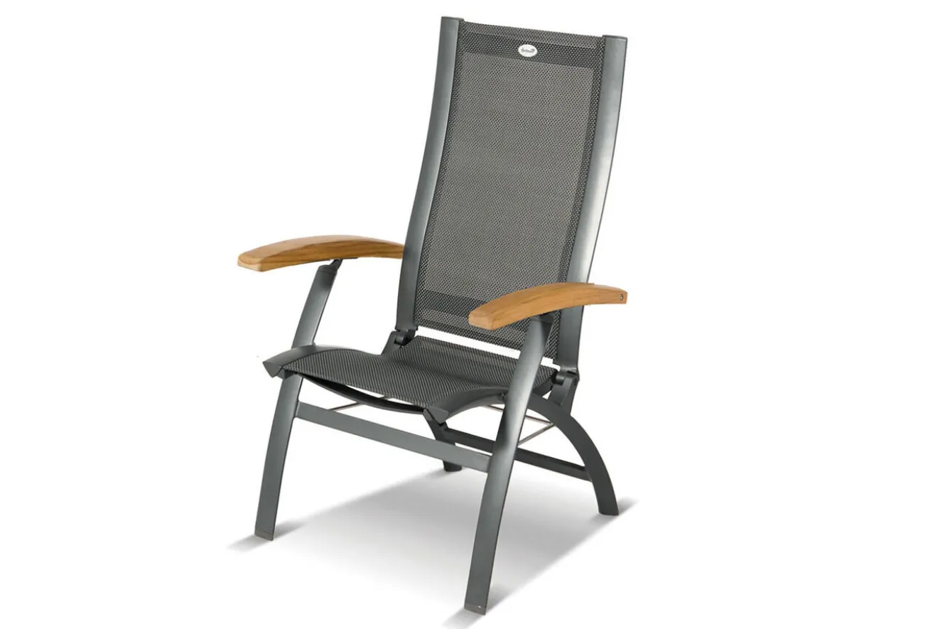HARTMAN Xanadu / Primo Garten-Essgruppe, xerix, Alu/Textilene/Glaskeramik, 8 Klappstühle, 160/220x100cm, Ausziehfunktion