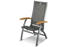 HARTMAN Xanadu / Primo Garten-Essgruppe, xerix, Alu/Textilene/Glaskeramik, 6 Klappstühle, 160/220x100cm, Ausziehfunktion