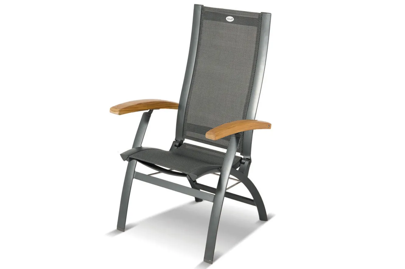 HARTMAN Xanadu / Primo Garten-Essgruppe, xerix, Alu/Textilene/Glaskeramik, 6 Klappstühle, 160/220x100cm, Ausziehfunktion