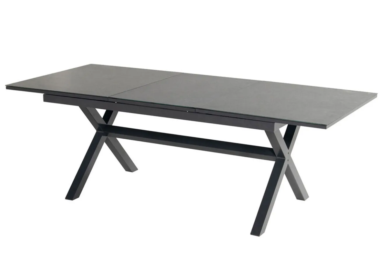 HARTMAN Xanadu / Primo Garten-Essgruppe, xerix, Alu/Textilene/Glaskeramik, 6 Klappstühle, 160/220x100cm, Ausziehfunktion