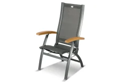 HARTMAN Xanadu / Primo Garten-Essgruppe, xerix, Alu/Textilene/Glaskeramik, 4 Klappstühle, 160/220x100cm, Ausziehfunktion