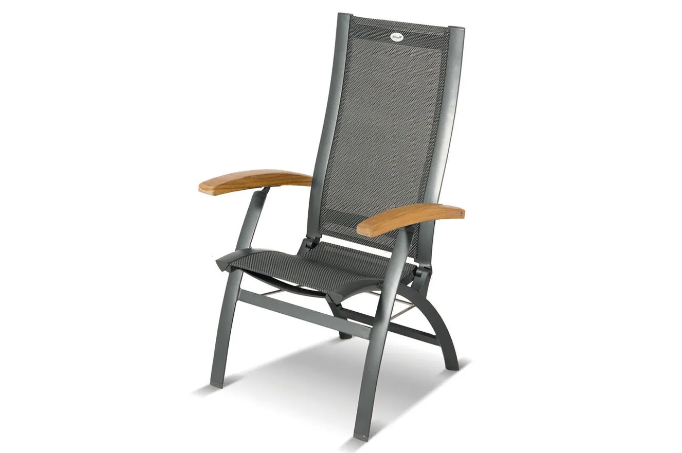 HARTMAN Xanadu / Primo Garten-Essgruppe, xerix, Alu/Textilene/Glaskeramik, 4 Klappstühle, 160/220x100cm, Ausziehfunktion