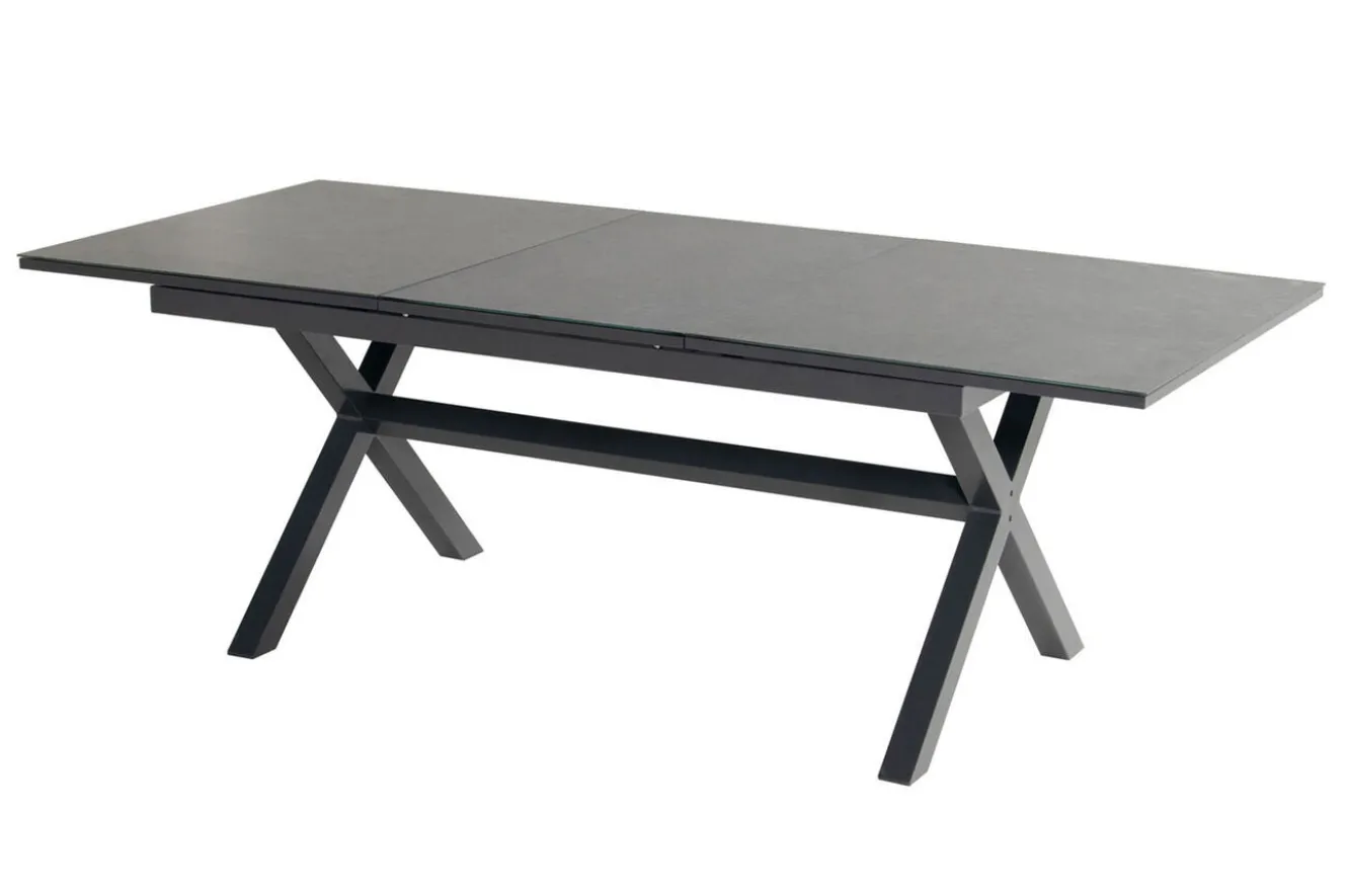 HARTMAN Xanadu / Primo Garten-Essgruppe, xerix, Alu/Textilene/Glaskeramik, 4 Klappstühle, 160/220x100cm, Ausziehfunktion