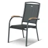 HARTMAN Xanadu / Raffaelo Garten-Essgruppe, xerix/natur, Alu/Teak/Glaskeramik, 4 Dining Sessel, 2 Klappstühle, 160/220x100cm, Teak Armlehnen
