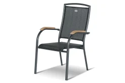 HARTMAN Xanadu / Raffaelo Garten-Essgruppe, xerix/natur, Alu/Teak/Glaskeramik, 4 Dining Sessel, 2 Klappstühle, 160/220x100cm, Teak Armlehnen