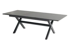 HARTMAN Xanadu / Raffaelo Garten-Essgruppe, xerix/natur, Alu/Teak/Glaskeramik, 4 Dining Sessel, 2 Klappstühle, 160/220x100cm, Teak Armlehnen