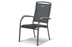 HARTMAN Xanadu / Raffaelo Garten-Essgruppe, xerix/natur, Alu/Teak/Glaskeramik, 2 Dining Sessel, 4 Klappstühle, 160/220x100cm, Teak Armlehnen