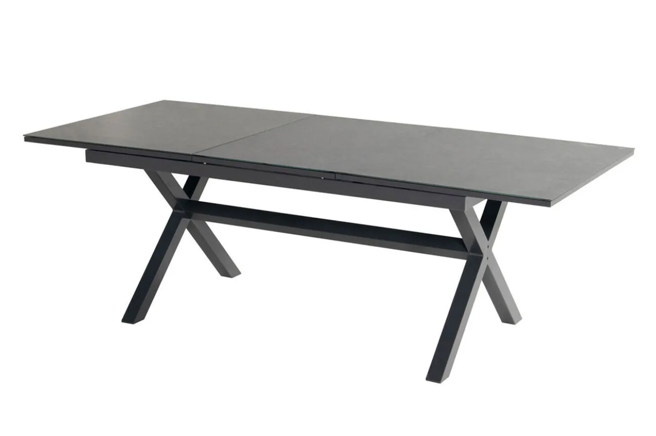 HARTMAN Xanadu / Raffaelo Garten-Essgruppe, xerix/natur, Alu/Teak/Glaskeramik, 8 Dining Sessel, 160/220x100cm, Teak Armlehnen