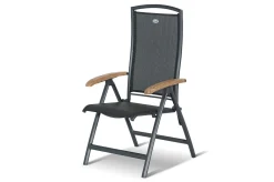 HARTMAN Xanadu / Raffaelo Garten-Essgruppe, xerix/natur, Alu/Teak/Glaskeramik, 6 Klappstühle, 160/220x100cm, Teak Armlehnen