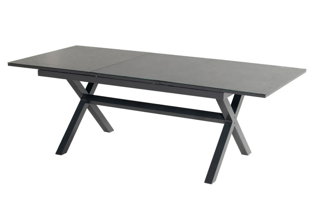 HARTMAN Xanadu / Raffaelo Garten-Essgruppe, xerix/natur, Alu/Teak/Glaskeramik, 8 Klappstühle, 160/220x100cm, Teak Armlehnen
