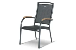 HARTMAN Xanadu / Raffaelo Garten-Essgruppe, xerix/natur, Alu/Teak/Glaskeramik, 6 Dining Sessel, 2 Klappstühle, 160/220x100cm, Teak Armlehnen