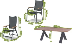 HARTMAN Xanadu / Raffaelo Garten-Essgruppe, xerix/anthrazit, Alu/Teakholz, 6 Stapelsessel, 2 Klappstühle, 220x100cm