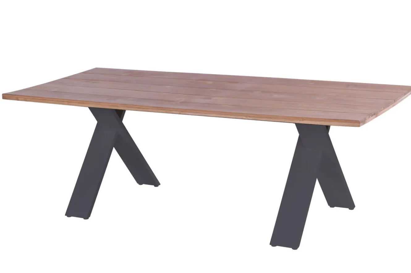 HARTMAN Xanadu / Raffaelo Garten-Essgruppe, xerix/anthrazit, Alu/Teakholz, 6 Stapelsessel, 220x100cm