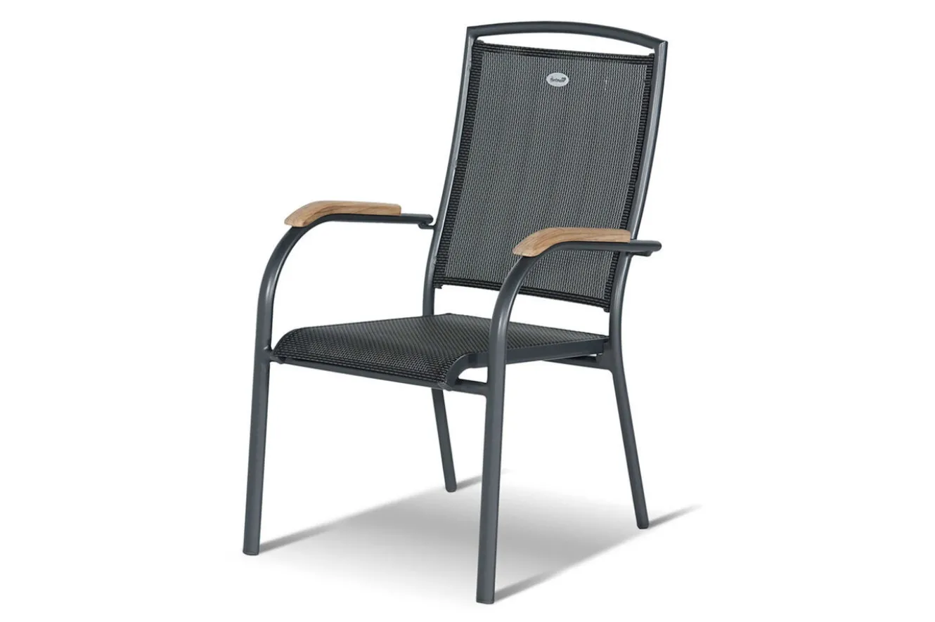 HARTMAN Xanadu / Raffaelo Garten-Essgruppe, xerix/natur, Alu/Teak/Glaskeramik, 6 Dining Sessel, 160/220x100cm, Teak Armlehnen