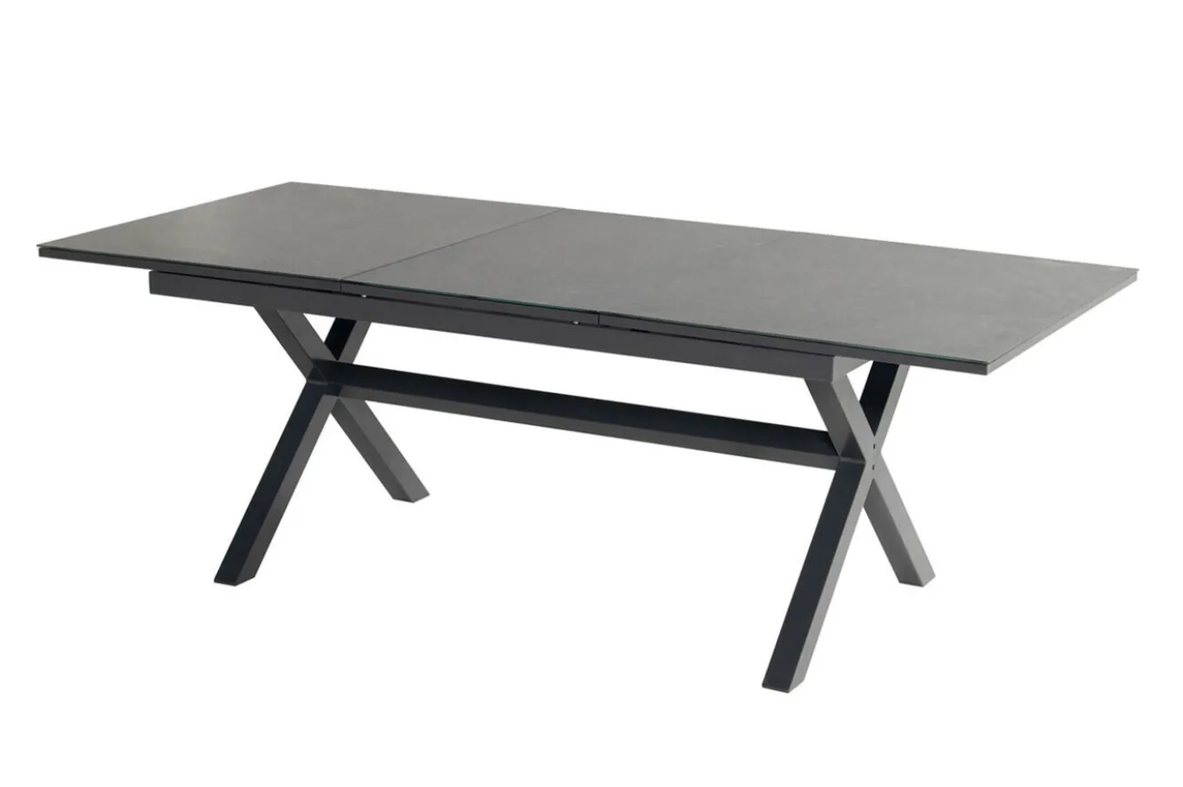 HARTMAN Xanadu / Raffaelo Garten-Essgruppe, xerix/natur, Alu/Teak/Glaskeramik, 6 Dining Sessel, 160/220x100cm, Teak Armlehnen