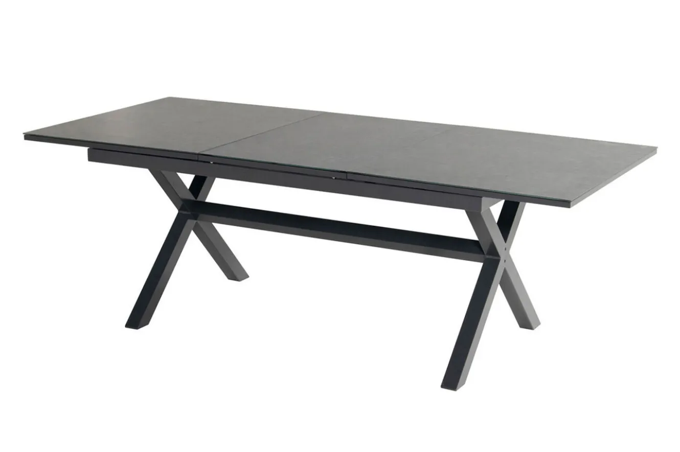 HARTMAN Xanadu / Raffaelo Garten-Essgruppe, xerix/natur, Alu/Teak/Glaskeramik, 4 Dining Sessel, 160/220x100cm, Teak Armlehnen