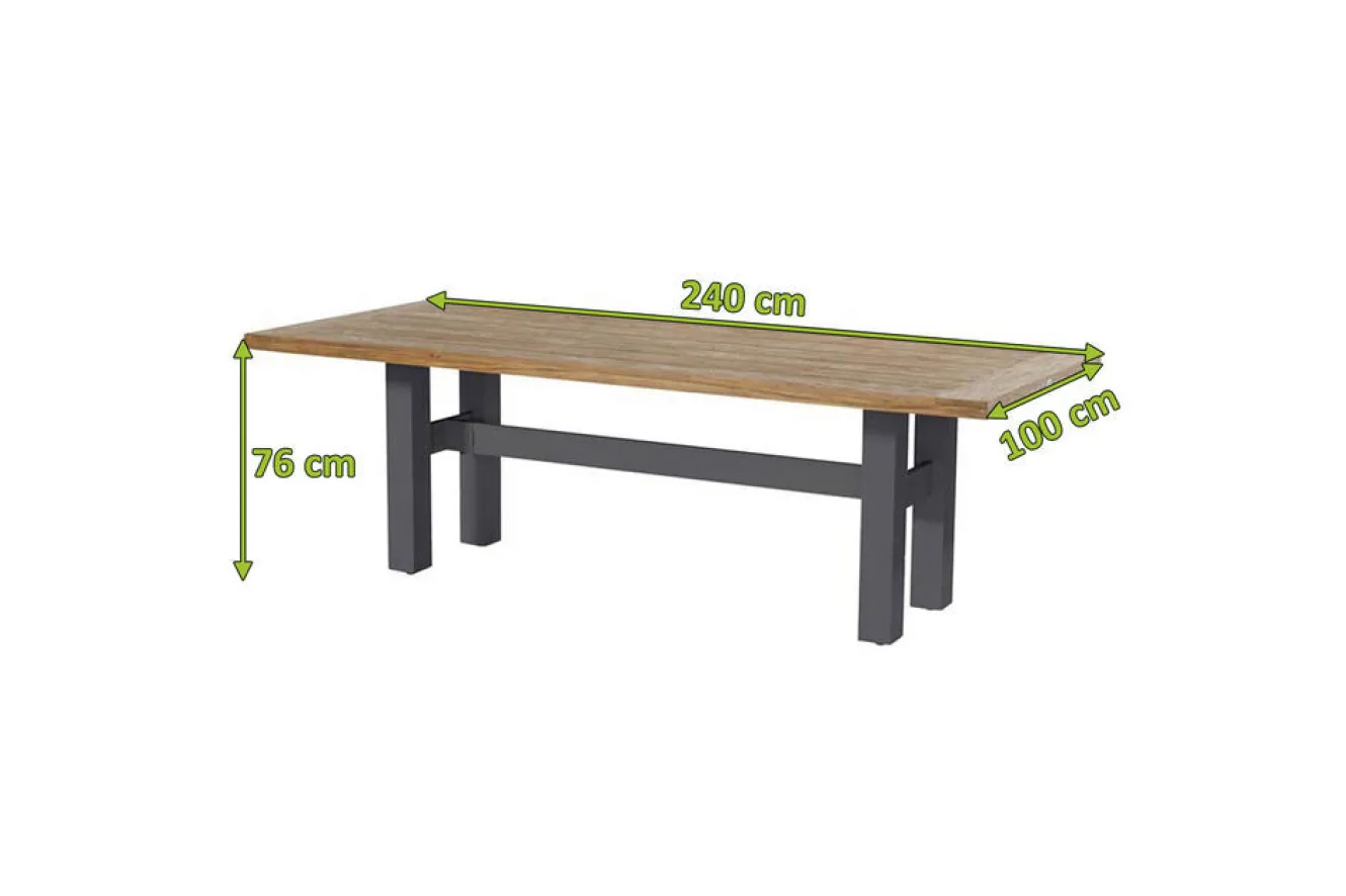 HARTMAN Yasmani Esstisch, xerix/teak natural, Alu/Teak, 240x100cm