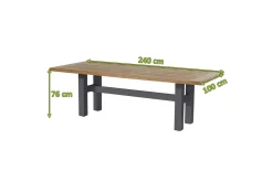 HARTMAN Yasmani Esstisch, xerix/teak natural, Alu/Teak, 240x100cm