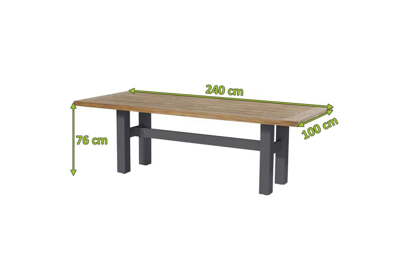 HARTMAN Yasmani Esstisch, xerix/teak natural, Alu/Teak, 240x100cm