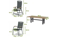 HARTMAN Yasmani/Raffaelo Garten-Essgruppe, xerix, Alu/Teakholz, 240x100cm, 6 Stapel-, 2 Klappstühle