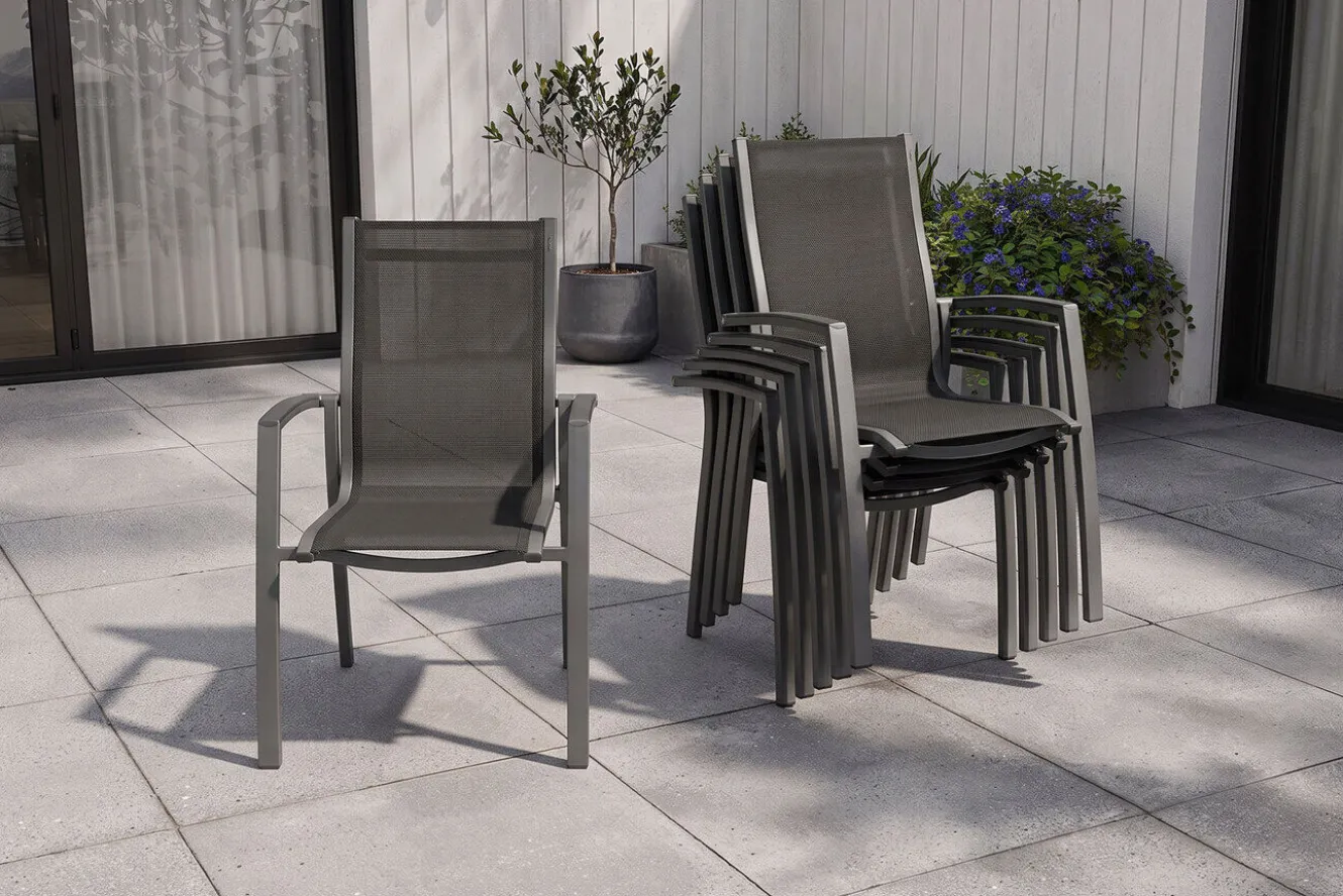 Kettler Altura 6er-Set Stapelsessel, Exlusivmodell, anthrazit/anthrazit, 0302102-7100