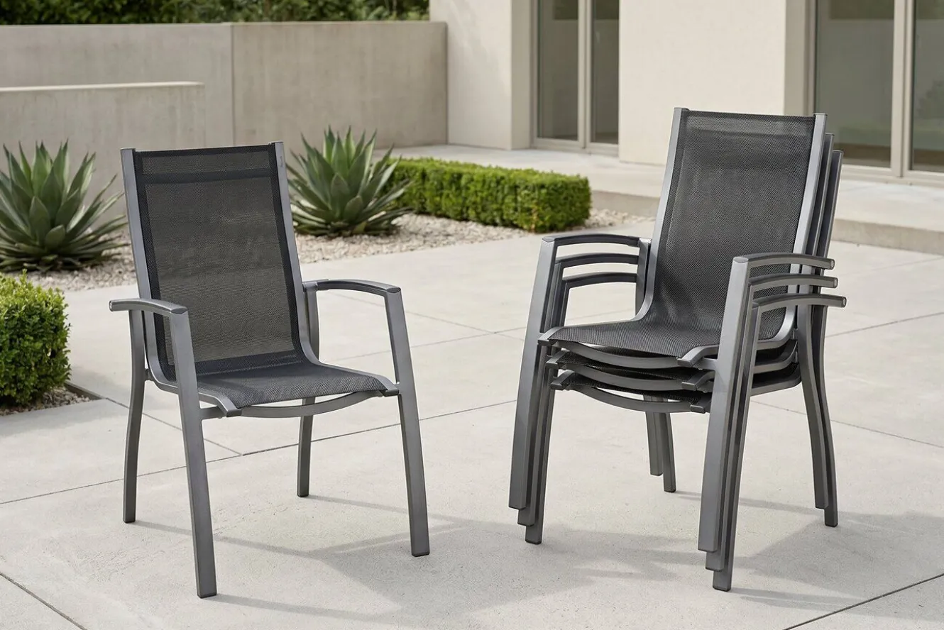 Kettler Altura 4er-Set Stapelsessel, anthrazit/anthrazit, 0302102-7100