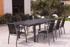 KETTLER Altura Garten-Essgruppe, anthrazit, Alu/Textilene, Tisch 180/240x100cm, 8 Stapelsessel