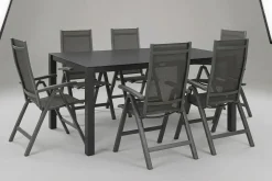KETTLER Altura Garten-Essgruppe, anthrazit, Alu/Spraystone/Textil, 160 x 95 cm, 6 Klappstühle