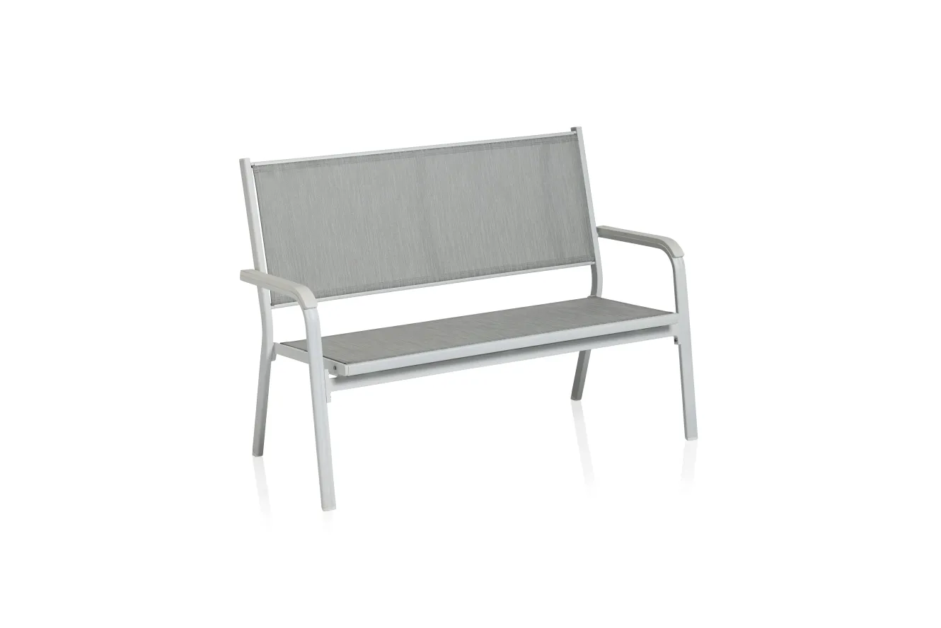 KETTLER BASIC PLUS Bank,weiß matt/hellgrau, Alu/Outdoorgewebe, pflegeleicht, langlebiges Material, 0301211-5200