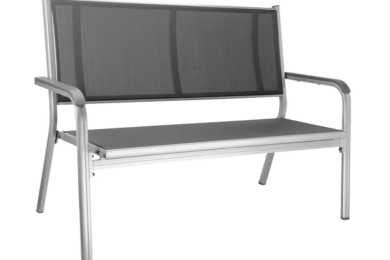 KETTLER BasicPlus 2er-Bank, silber/anthrazit, Alu/Textilene, 140x65cm, 0301211-0000
