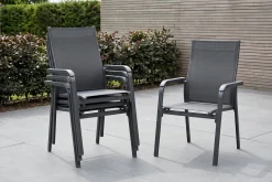 Kettler BasicPlus 4er-Set Stapelsessel, anthrazit/anthrazit, 0301205-7000