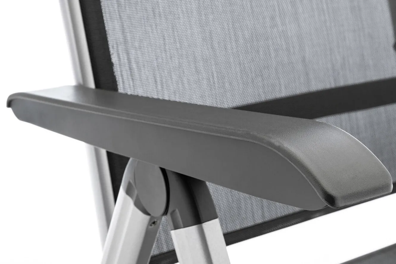 KETTLER BasicPlus Garten-Essgruppe, silber/anthrazit, Alu/Spraystone/Textil, 160 x 95 cm, 4 Klappstühle