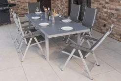 KETTLER BasicPlus Garten-Essgruppe, 6 Personen, ausziehbar, 180-240cm, Alu/Textilene, Klappstühle