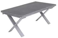 KETTLER BasicPlus Garten-Essgruppe, silber / anthrazit, Alu / Spraystone / Textil, Tisch 180/280x100cm, 8 Klappstühle