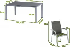 KETTLER BasicPlus Garten-Essgruppe, silber/anthrazit, Alu/Spraystone/Textil, 160x95 cm, 4 Stapelsessel