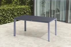 KETTLER BasicPlus Garten-Essgruppe, silber/anthrazit, Alu/Spraystone/Textil, 160x95 cm, 4 Stapelsessel