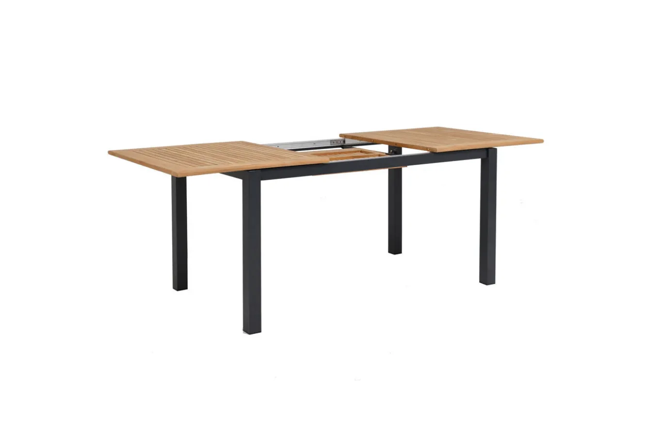 KETTLER BasicPlus Garten-Essgruppe mit 6 Sesseln & Tisch, anthrazit matt, Alu/Textilene, ausziehbar & klappbar